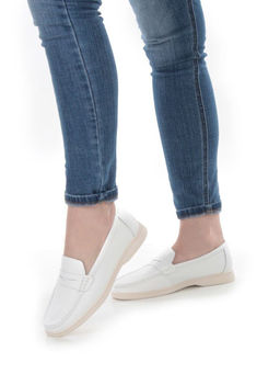 03-B417-1 WHITE Лоферы женские (натуральная кожа)