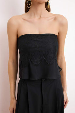 Siyah Dantel Detayl? Yoryo Sifon Bluz TPRSS26BZ00050 - Trendyolmilla фото 3