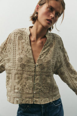 SHIRT WITH CUTWORK EMBROIDERY - Zara фото 2