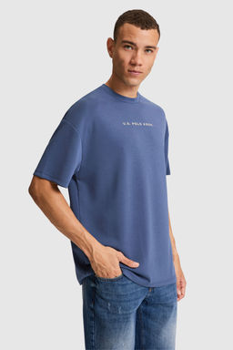 Erkek _ndigo Oversize Bisiklet Yaka Ti__rt