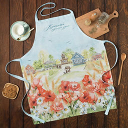 Фартук кухонный «Этель. Маки», 70×60 см, 100% хлопок, рогожка 160 г/м²