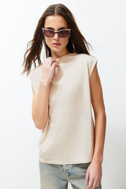 Tas Kay?k Yaka S?f?r Kol Buzgulu Orme T-Shirt TWOSS24TS00051