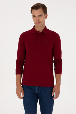 Erkek Bordo Basic Sweatshirt Sepette S_rpriz _ndirim