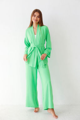 9359 Костюм из кимоно и брюк-палаццо салатовый - Martichelli фото 12