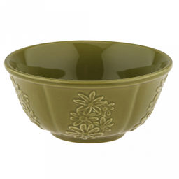 "Русское поле" Пиала фарфоровая 300мл, д12см, h5,4см, с деколью, рифленый борт, зеленый, в коробке (Китай)