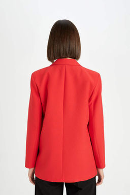 Куртка оверсайз широкого кроя, простой пиджак с лацканами и пуговицами, простой пиджак - Defacto фото 7