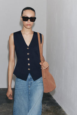 PLAIN KNIT WAISTCOAT TOP - Zara фото 28