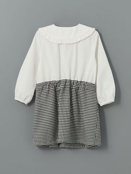 Pamuklu Ekose Desenli K?z ?ocuk Elbise