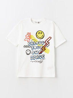 Bisiklet Yaka SmileyWorld Bask?l? K?sa Kollu Erkek ?ocuk Ti??rt