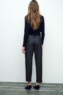CHINO TROUSERS WITH BRAIDED BELT - Zara фото 5