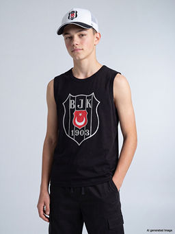 Bisiklet Yaka Be?ikta? Bask?l? Erkek ?ocuk Atlet