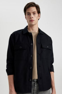 Relax Fit Polo Yaka Cep Detayl? Gomlek Ceket