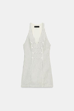 VESTIDO MINI RAYAS BOTONES / Crudo / Marino - Zara фото 4