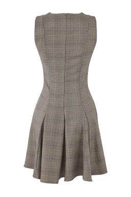 Teen Gri Ekose / Kareli K?sa / Mini Dokuma Elbise TWOAW26EL00119