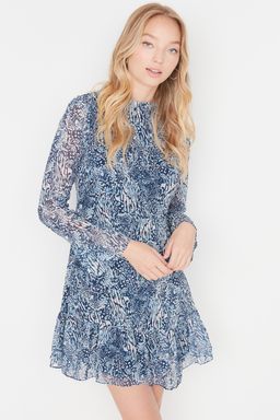 TRENDYOLMILLA Siyah Dik Yaka Dokuma Elbise TCLAW19LJ0076  фото 10