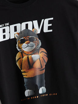 Bisiklet Yaka Bask?l? Erkek ?ocuk Ti??rt