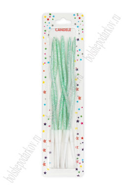Свечи праздничные Спираль (6 шт) SF-7830, аквамариновый