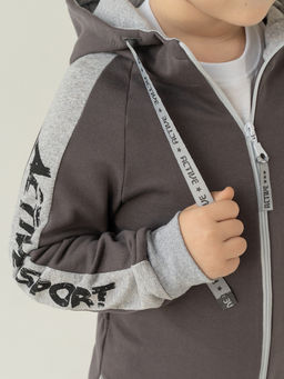 Комбинезон детский с капюшоном серый актив спорт