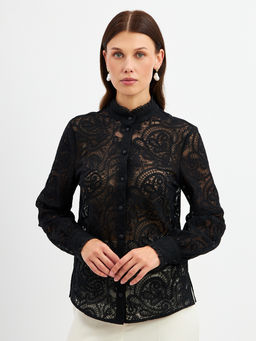 Блузка из кружевной ткани OD-977-2 черный