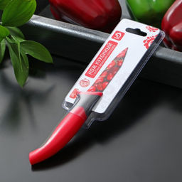 Нож кухонный с антиналипающим покрытием Доляна Вишенки, лезвие 8 см  фото 4