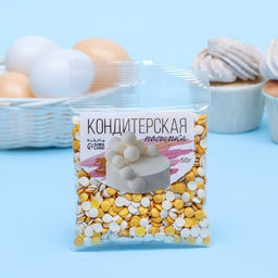 Кондитерская посвыпка Конфетти: золотая, белая, 50 г - Simaland фото 2