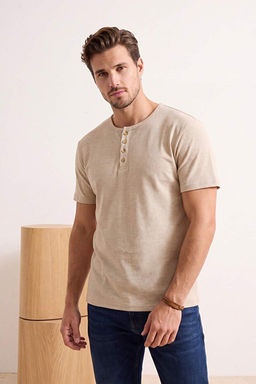 Bej Regular/Normal Kesim D__meli Dokulu Ka_korse T-Shirt TMNSS26TS00036 - Trendyolmilla фото 2