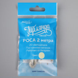 Гирлянда «Нить» 2 м роса, IP20, серебристая нить, 20 LED, батарейки CR2032×2 (в комплекте), свечение тёплое белое