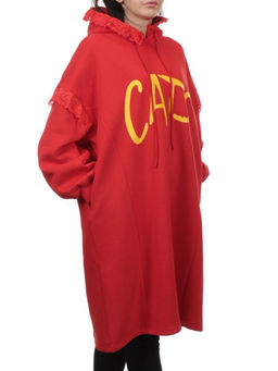 2247 RED Толстовка-платье женская (85% хлопок, 10% полиэстер, 5% спандекс) - Fashion фото 2