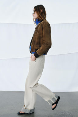 100% SUEDE LEATHER BOMBER JACKET ZW COLLECTION LIMITED EDITION - Zara фото 11
