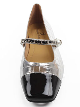 06-H4A-5C BLACK/SILVER Туфли женские (натуральная кожа)