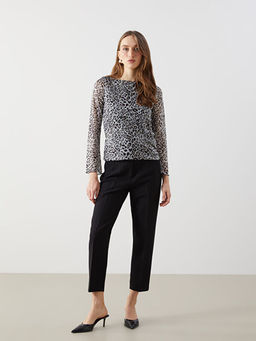 Kay?k Yaka Leopar Desenli Kad?n Bluz