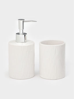 Набор для ванной Rain, 2 предмета, дозатор для мыла, стакан, белый