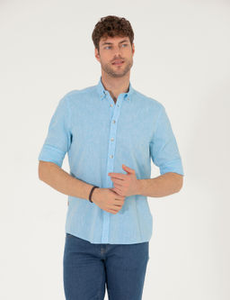 Рубашка Pierre Cardin Regular Fit светло-голубая с длинным рукавом