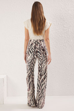 TRENDYOLMILLA Cok Renkli Leopar Desenli Kahverengi Yuksek Bel Wide Leg Jeans TWOAW25JE00309  фото 9