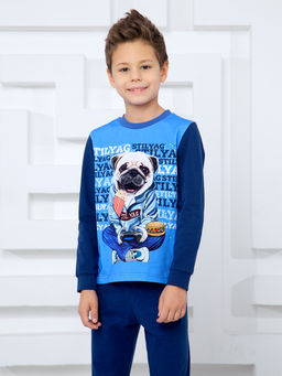 Пижама "Мопс",синий