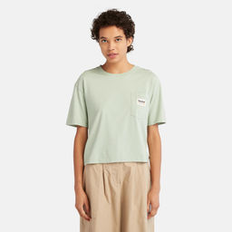 Футболка Timberland T-Shirt ROC Pocket Cropped Relaxed зеленая  фото 3