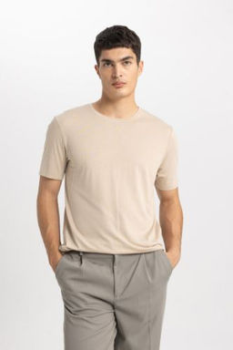 Slim Fit Dar Kesim Bisiklet Yaka K?sa Kollu Basic Duz Tisort