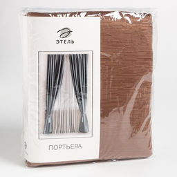 Штора портьерная «Этель. Фактура», коричневая, 250×265 см