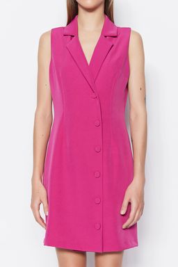 Fusya Dugme Detayl? Kolsuz Dokuma Mini Ceket Elbise TWOSS19AP0280