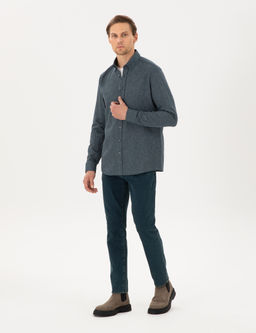 Ye_il Regular Fit Uzun Kollu Oxford G_mlek