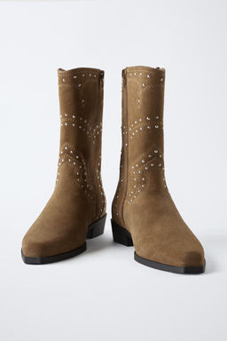 SUEDE COWBOY BOOTS WITH STUDS - Zara фото 6
