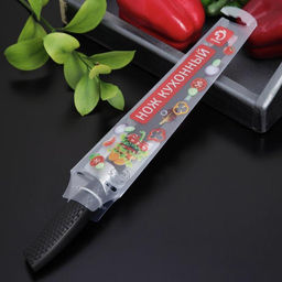 Нож кухонный с антиналипающим покрытием Доляна Супер-блэк, лезвие 20 см, хлебный, цвет чёрный фото 3