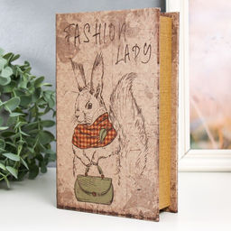 Шкатулка книга-сейф «Белочка в палантине и с сумочкой», дерево, искусственная кожа, 21×13×5 см