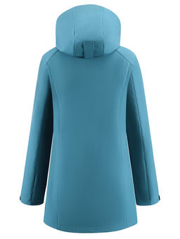 Парка женская софтшелл виндстоппер удлинённая с капюшоном бирюзового цвета 9614_1Br