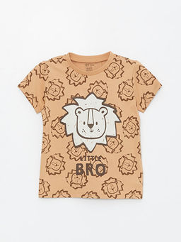 Bisiklet Yaka Desenli K?sa Kollu Erkek Bebek Pijama ?st