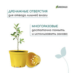 Цена за 2 шт. Горшок для рассады, 5 л, d=22 см, h=18 см, пластик, жёлтый, Greengo