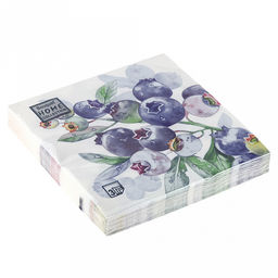 Салфетки бумажные Bouquet Home Collection Classic 33х33см, 3-х слойные, 20 штук в упаковке, 100% целлюлоза, Черника (Россия)