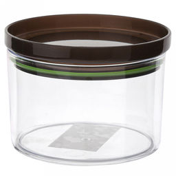 "Феличита" Банка для сыпучих продуктов пластмассовая 0,3л, д9,4см, h7см, прозрачный, прижимная крышка с силиконовым уплотнителем (Китай)