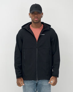 Ветровка спортивная мужская с капюшоном softshell черного цвета 9563Ch - Mtforce фото 8