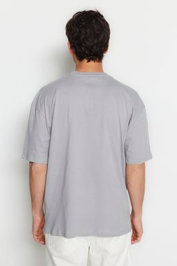 TRENDYOL MAN Kahverengi Oversize/Genis Kesim Manzara-Yaz? Bask?l? %100 Pamuklu T-Shirt TMNSS23TS00206 - Trendyolmilla фото 2